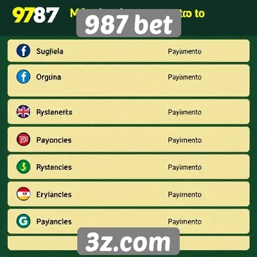 Métodos de pagamento disponíveis no 987 bet